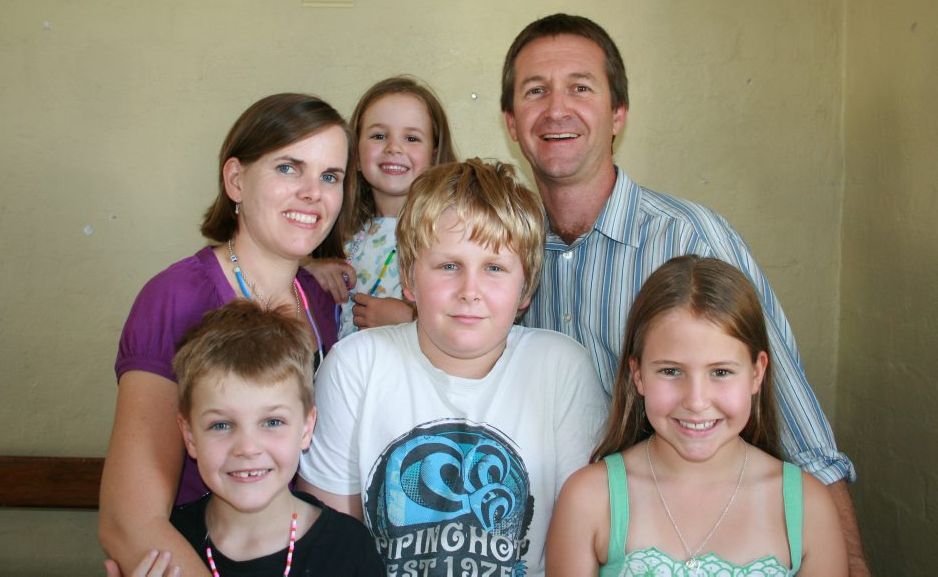 Reverend Lindsay, his wife Megan and children Josh (11), Cate (9), Ben (7) and five-year-old Anna. Reverend Lindsay, his wife Megan and children Josh (11), Cate (9), Ben (7) and five-year-old Anna.